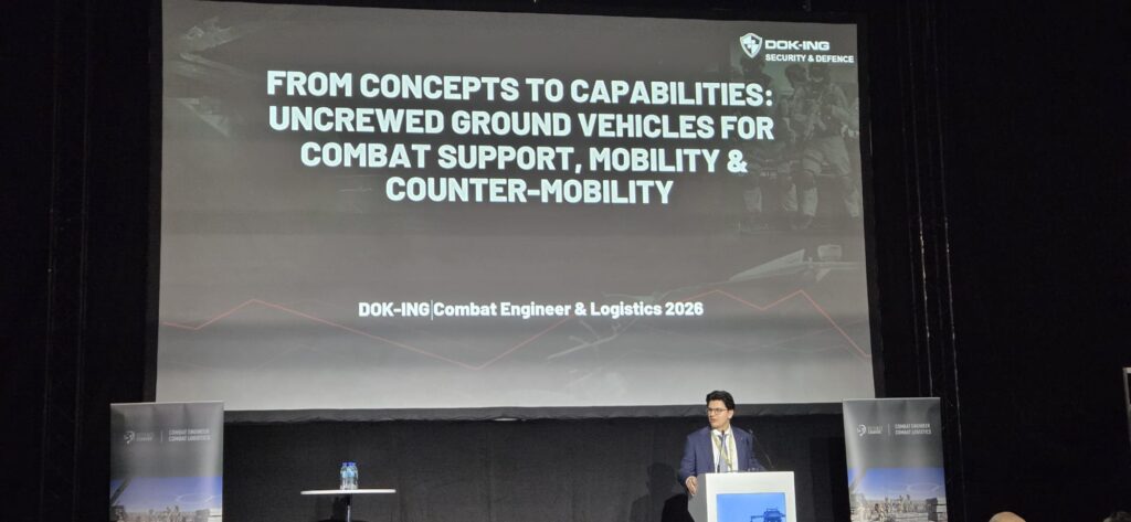 MV-8 Komodo Uncrewed Breaching System modular UGV at Combat Engineer & Logistics 2026